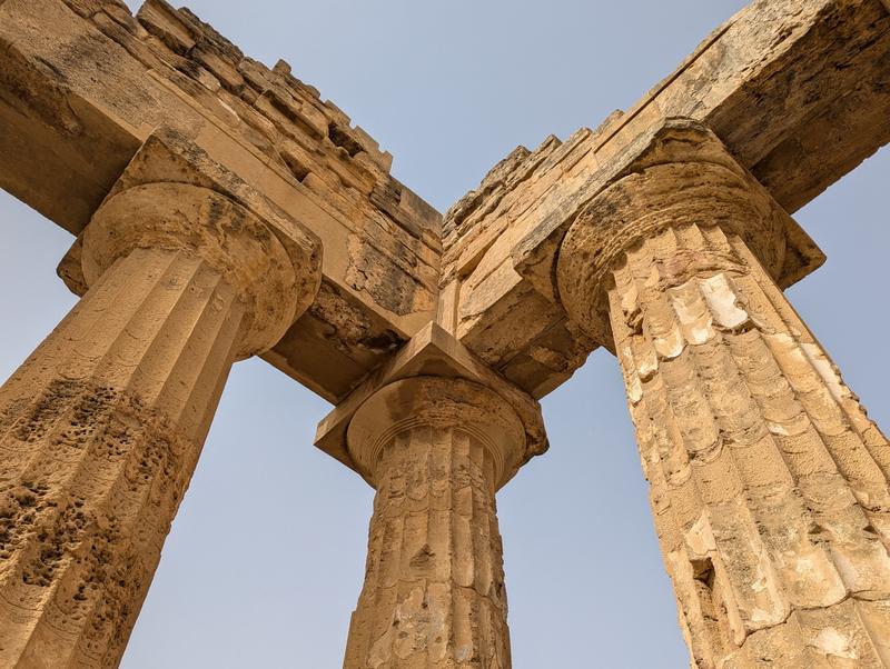 Stone columns with the sky